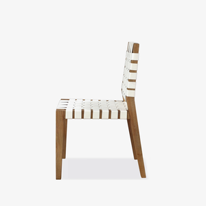 Mid-Century Modern Woven Dining Chair with Solid Wood Frame
