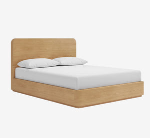 Elora Solid Wood Platform Bed Frame – Mid-Century Modern Minimalist Bed with Headboard