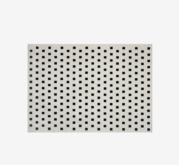 Carlin Modern Minimalist Black Grid Area Rug | Geometric High-Low Carpet