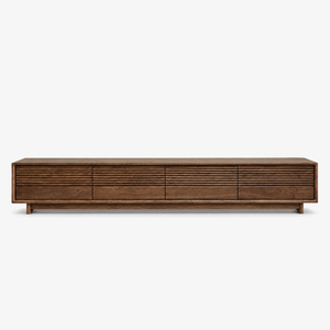 Contemporary Fluted Wood Lowboard TV Cabinet for Living Room