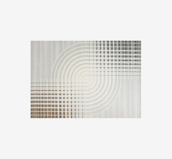 Celtic Modern Asymmetrical Geometric Area Rug | Earthy Brown & Cream Textured Pile