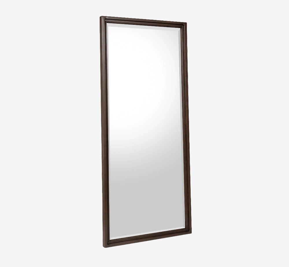 Modern Walnut Full-Length Floor Mirror | Large Wood Framed Wall-Mounted Mirror