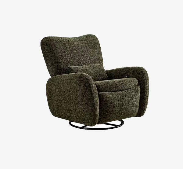 Modern Minimalist Down-Filled Power Recliner Chair | Chenille Swivel Accent Sofa