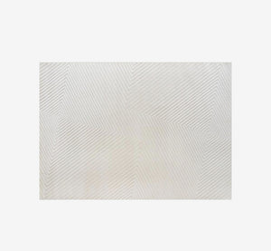 Optical Illusion Linear Pattern Area Rug | Super Soft Cream Woven Carpet