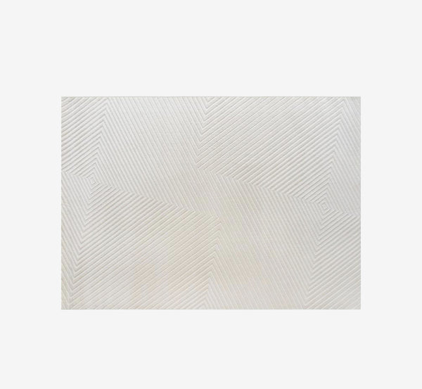 Optical Illusion Linear Pattern Area Rug | Super Soft Cream Woven Carpet