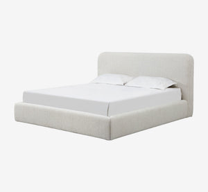 Modern Beige Textured Upholstered Platform Bed