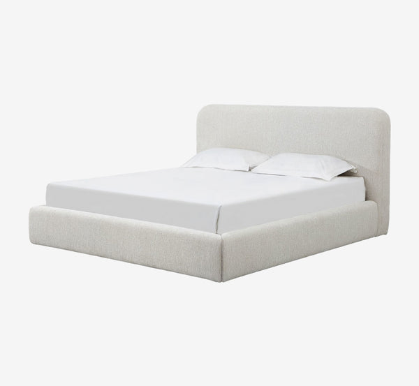 Modern Beige Textured Upholstered Platform Bed