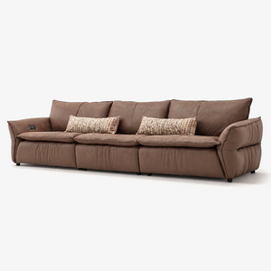 Modern Extra-Wide 3-Seater Power Reclining Sofa - Faux Leather with USB Port & Lumbar Pillows（L-331）