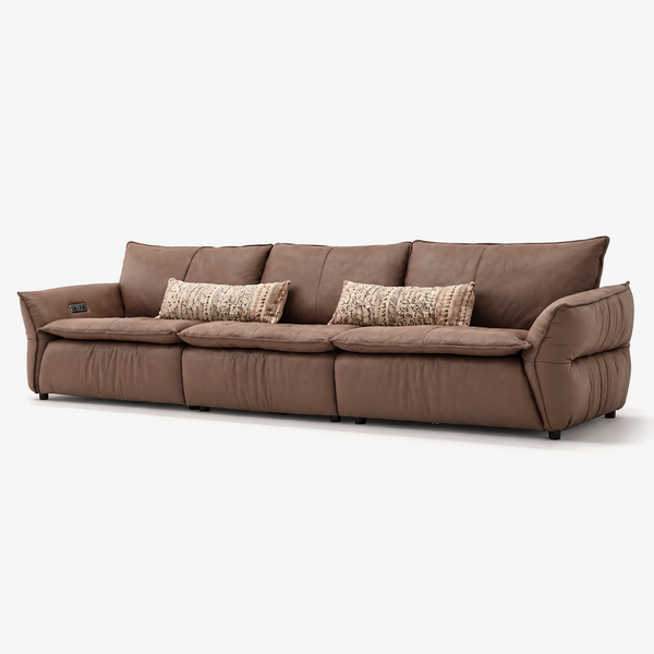 Modern Extra-Wide 3-Seater Power Reclining Sofa - Faux Leather with USB Port & Lumbar Pillows（L-331）