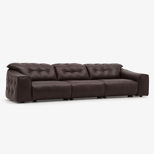 Contemporary Dark Brown PU Leather Electric Reclining Couch - 3 Seater（L-325P）
