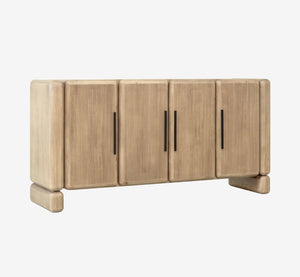 Aura Modern Curved Wood Sideboard – Japandi 4-Door Buffet Credenza with Rounded Edges