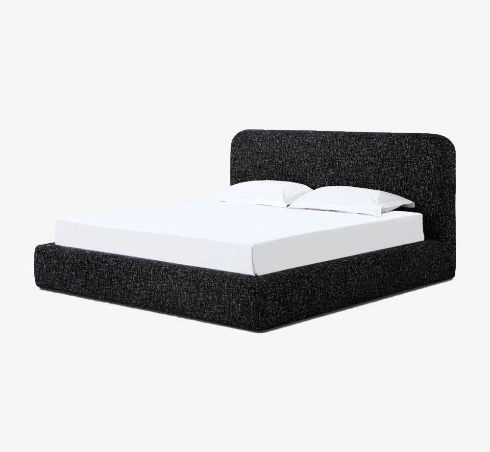 Modern Charcoal Textured Upholstered Platform Bed