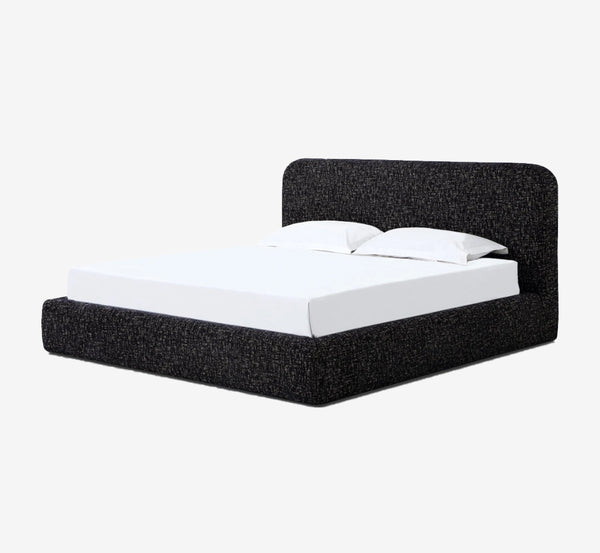 Modern Charcoal Textured Upholstered Platform Bed