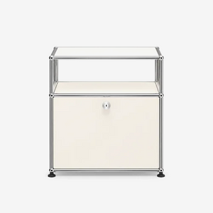 ModuSteel Modern Nightstand with Open Shelf and Storage Cabinet