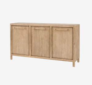 Modern 66" Solid Acacia Wood 3-Door Sideboard in Light Granola