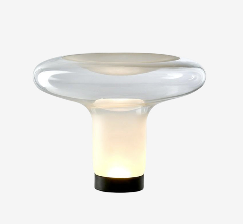 Modern Glass Mushroom Table Lamp – Hand-blown Jellyfish Accent Light with Frosted Inner Diffuser