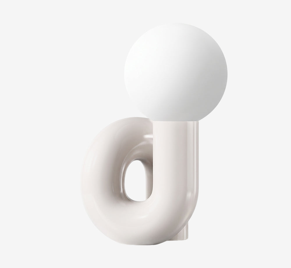 Modern Sculptural Knot Table Lamp – Unique Loop Ceramic Base with Frosted Glass Globe for Bedside & Office