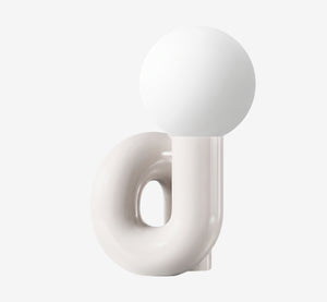 Modern Sculptural Knot Table Lamp – Unique Loop Ceramic Base with Frosted Glass Globe for Bedside & Office