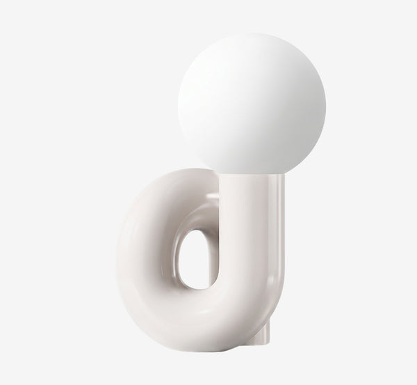 Modern Sculptural Knot Table Lamp – Unique Loop Ceramic Base with Frosted Glass Globe for Bedside & Office