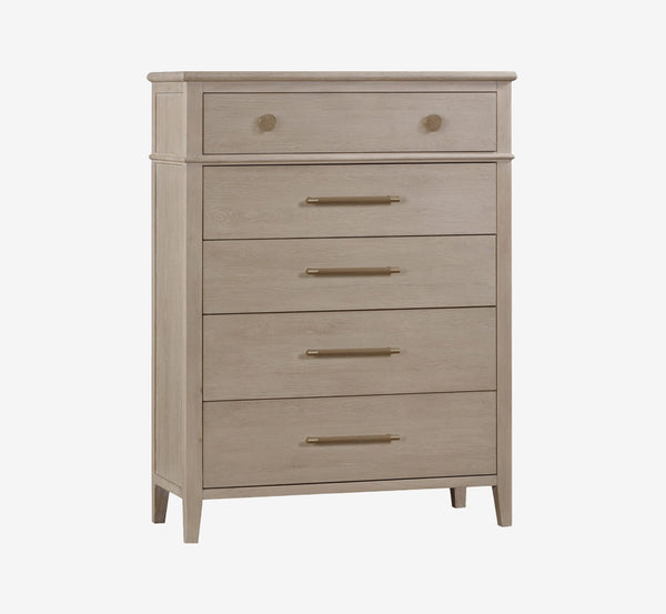 Camden 5-Drawer Cerused Oak Wood Chest | Fully Assembled Tall Dresser