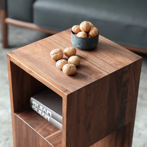 Solid Black Walnut Rotating Side Table