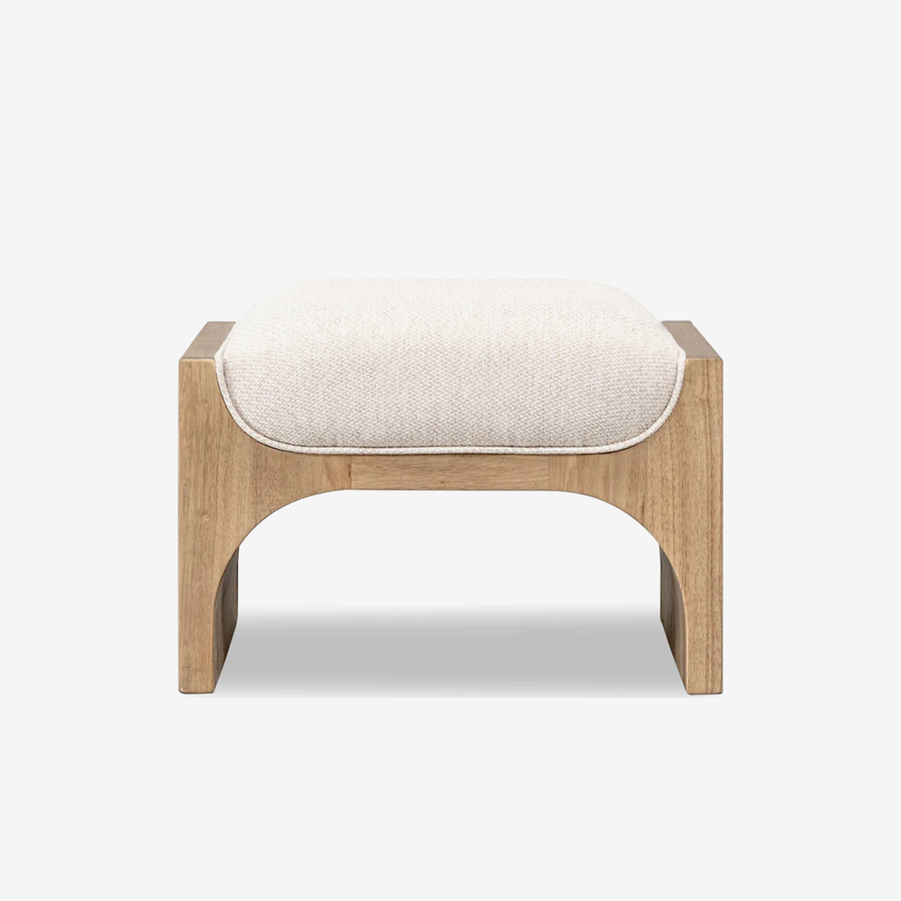 Modern Upholstered Wood Ottoman – Minimalist Accent Stool for Bedroom & Living Room