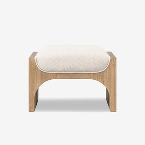 Modern Upholstered Wood Ottoman – Minimalist Accent Stool for Bedroom & Living Room