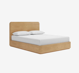 Modern Minimalist Ash Wood Platform Bed with Rounded Corners