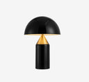 Modern Mid-Century Mushroom Table Lamp | Glossy Black & Gold Metal Desk Light for Bedside & Living Room