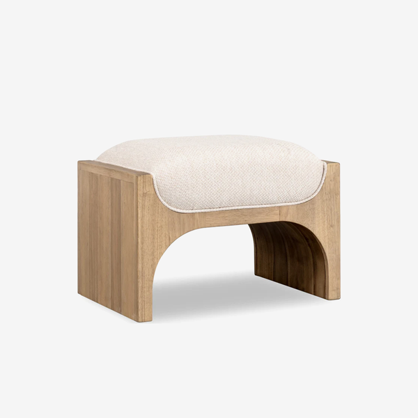 Modern Upholstered Wood Ottoman – Minimalist Accent Stool for Bedroom & Living Room