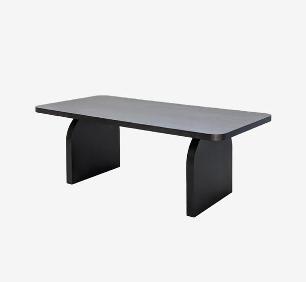 Japandi Minimalist Slab Base Dining Table | Jet Black Rounded Edges