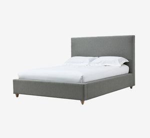 Minimalist Upholstered Platform Bed in Pewter