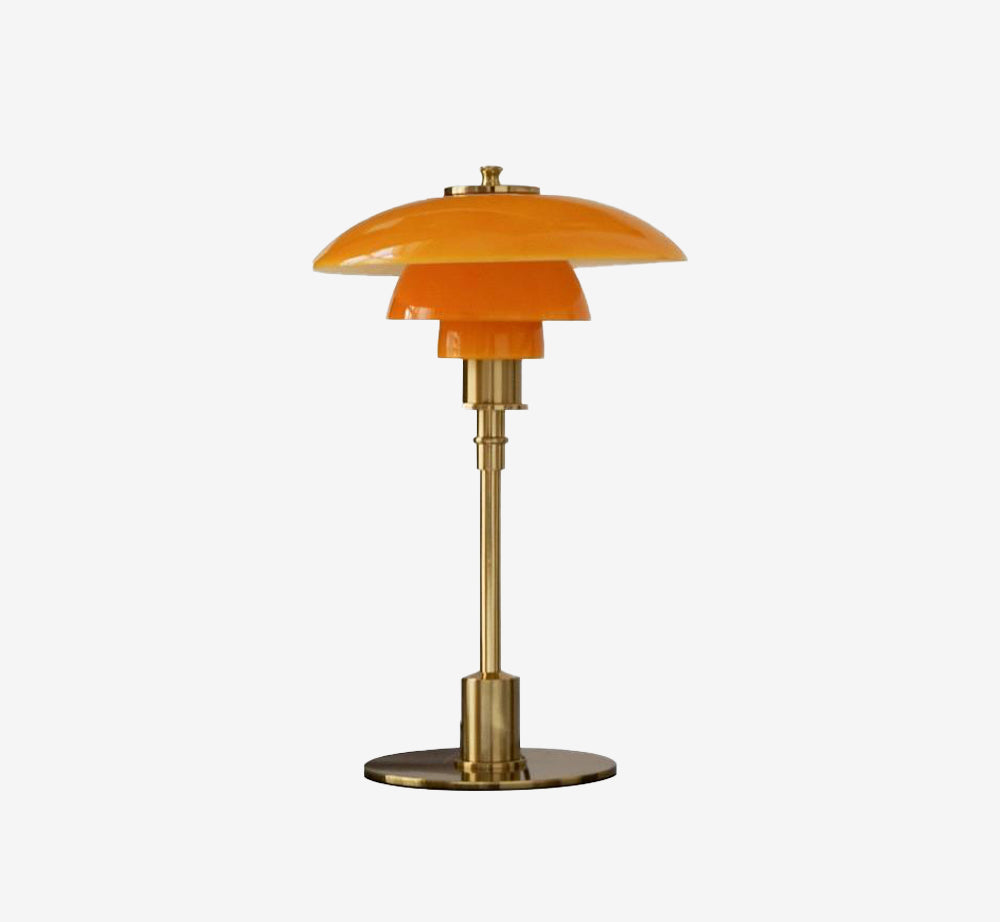 Mid-Century Modern PH Style Table Lamp - 3-Tier White Opal Glass Shade with Chrome Finish Base - Designer Inspired Ambient Desk Light