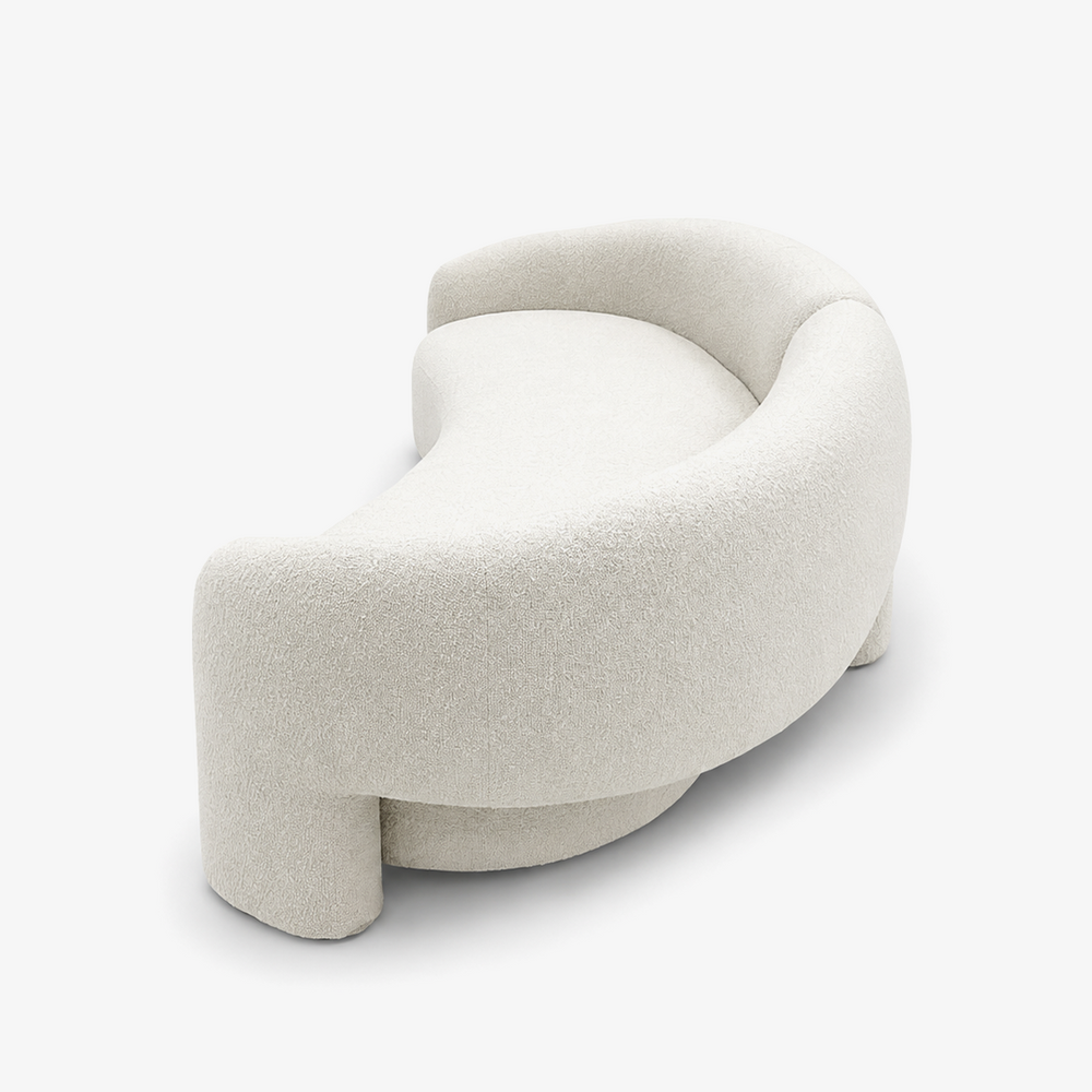 Modern Curved Upholstered Sofa – Sculptural Living Room Couch