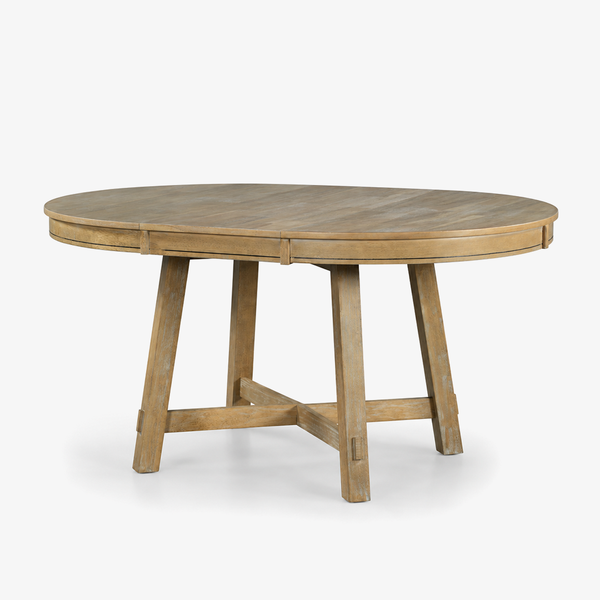 TREXM Farmhouse Round Extendable Dining Table with 16" Leaf Wood Kitchen Table (Natural Wood Wash)
