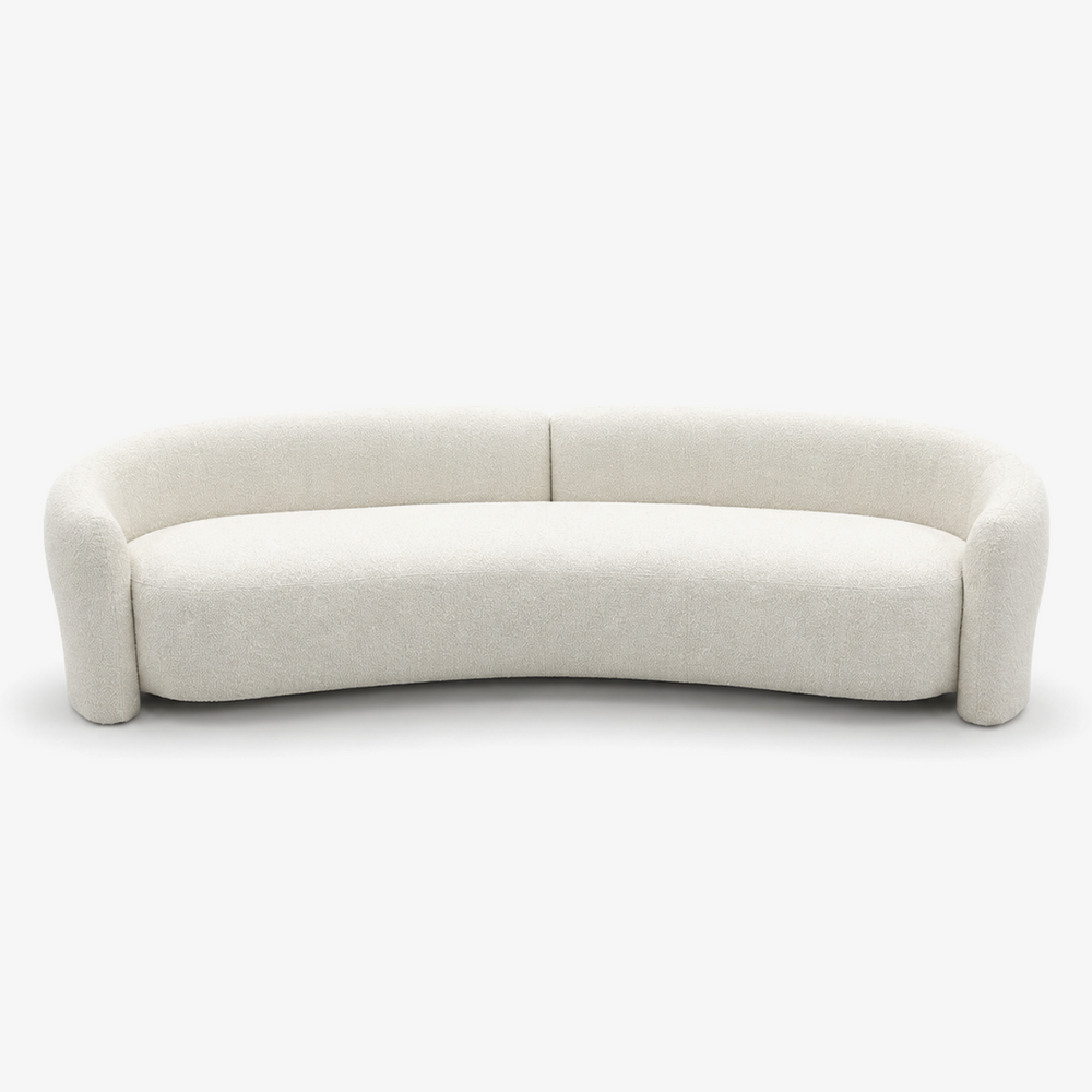 Modern Curved Upholstered Sofa – Sculptural Living Room Couch
