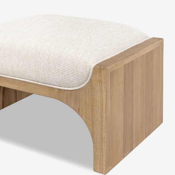 Modern Upholstered Wood Ottoman – Minimalist Accent Stool for Bedroom & Living Room