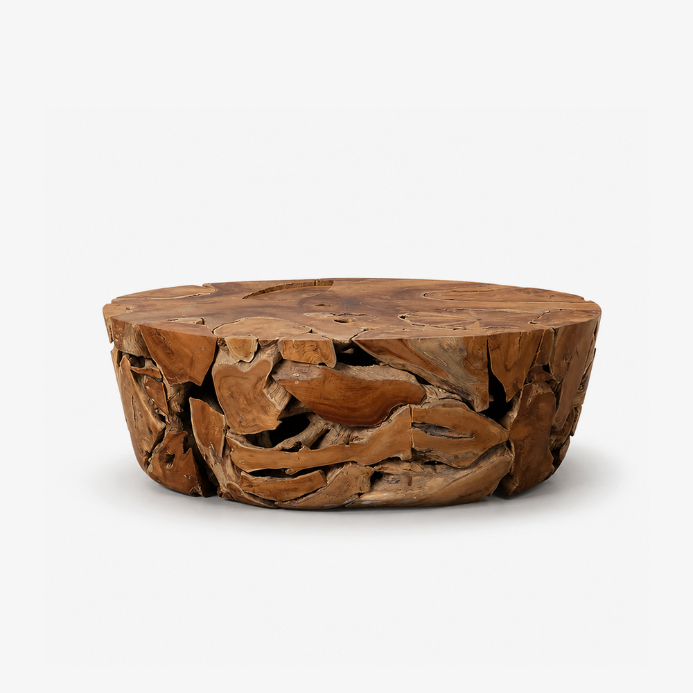Handcrafted Oval Teak Root Coffee Table - Unique Natural Solid Wood Statement Piece - Rustic Organic Center Table for Living Room