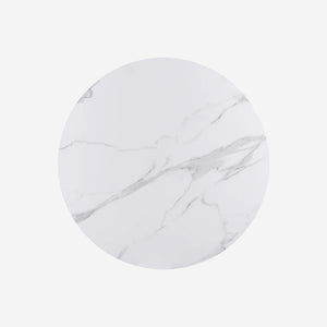 Modern Round Marble Dining Table with Champagne Gold Conical Pedestal Base