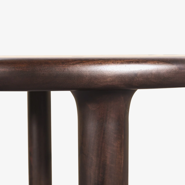 48" Round Solid Mango Wood Dining Table – Mid-Century Modern Round Dining Table for