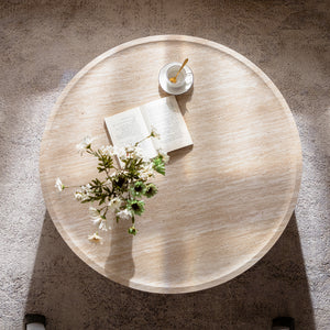 39.37" Round Coffee Table with Mars Pattern for Living Room, Modern Drum Circle Coffee Table for Living Room, No Need Assembly (Mars Pattern)