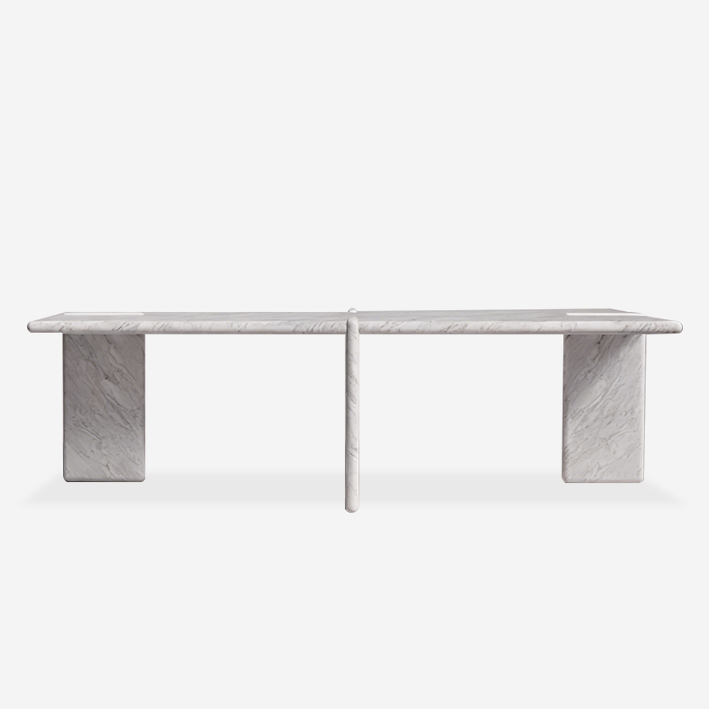 Sleek Marble-Top Inset-Leg Coffee Table