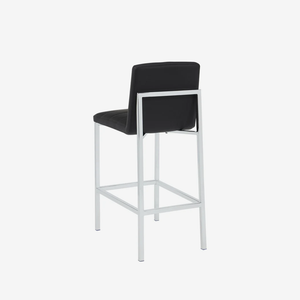 Modern Black Faux Leather Bar Stool with Chrome Frame and Channel Tufted Back