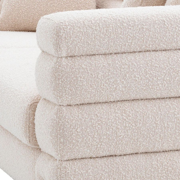 Modern Cream Bouclé Sofa with Channeled Back