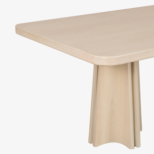 84" Scandinavian Double Pedestal Dining Table – Ash Wood Veneer Dining Table for 8