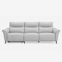 Modern Genuine Leather Dual Power Reclining Sofa – Ergonomic Couch with Metal Legs