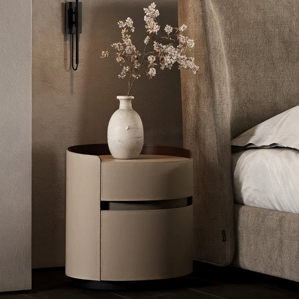 Solid Wood Minimalist Round Nightstand