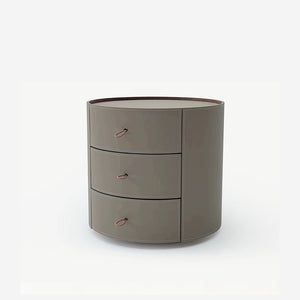 Solid Wood Minimalist Round Three-Drawer Nightstand
