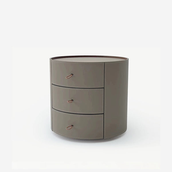 Solid Wood Minimalist Round Three-Drawer Nightstand