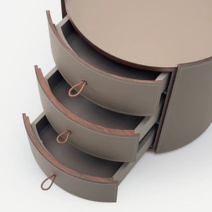Solid Wood Minimalist Round Three-Drawer Nightstand